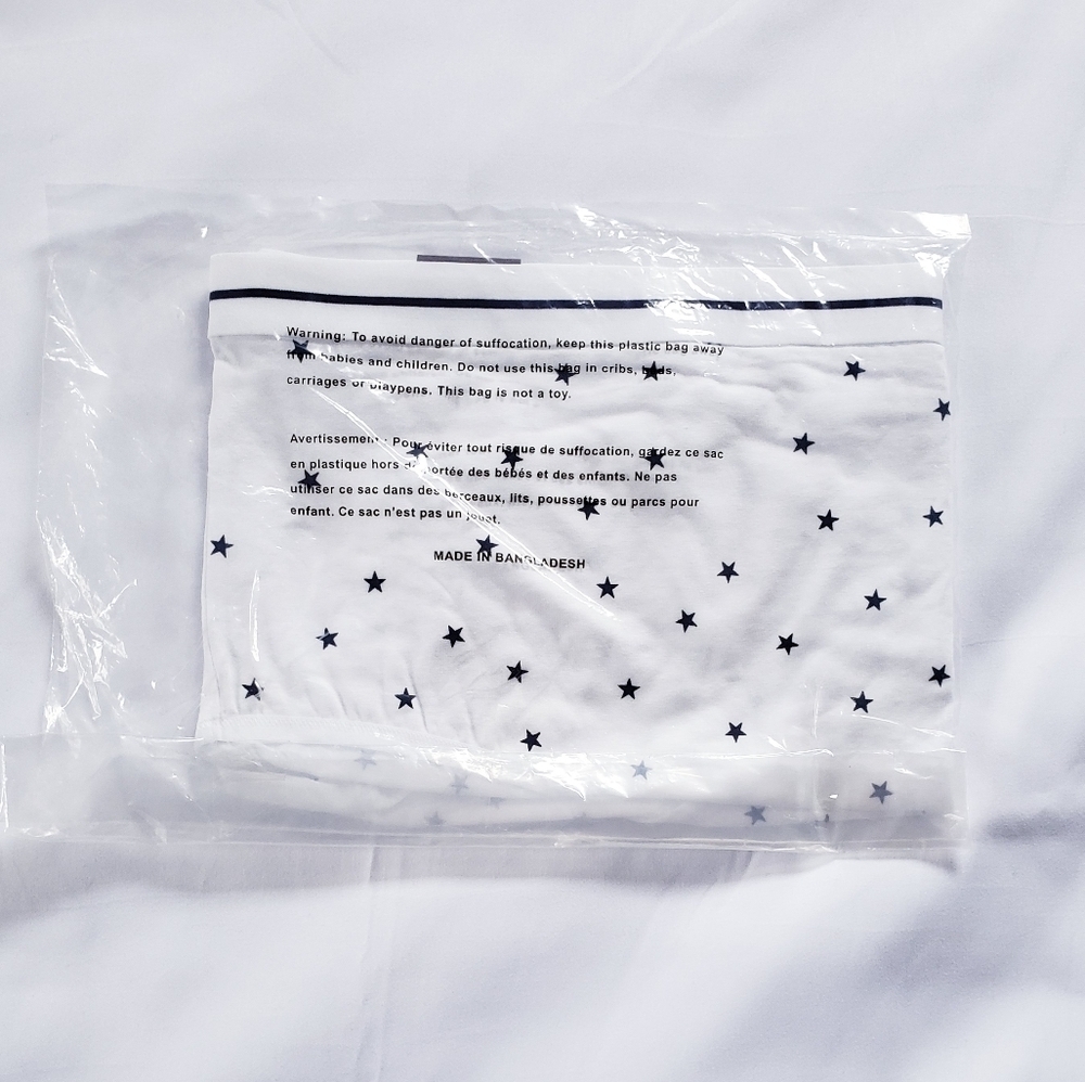 Cacique Cotton High-Leg Brief Sz 30/32 White with Navy Stars